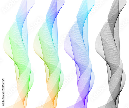 Design elements Wave colors lines on white background isolated12