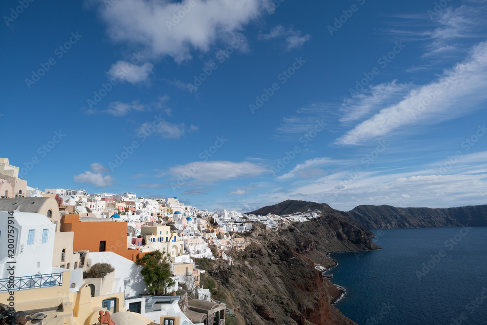 Panorama of Oia Village on Santorini island Greece