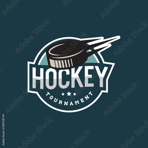 hockey logo. sport emblem vector illustration