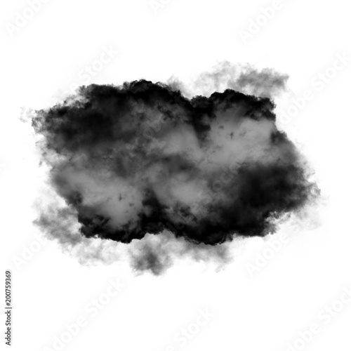 Black clouds of smoke isolated over white background