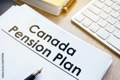 Canada Pension Plan (CPP) on a office desk. photo
