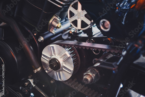 front motorcycle star with belt rotation close-up