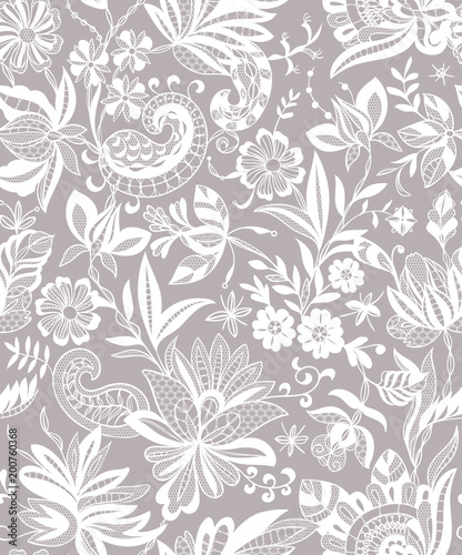 seamless floral lace pattern, vector illustration