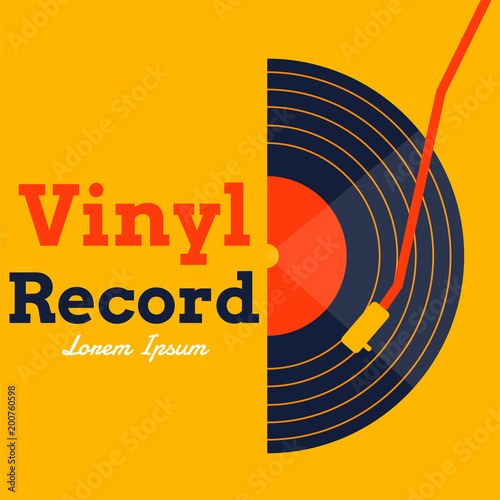 vinyl record music vector with yellow background graphic