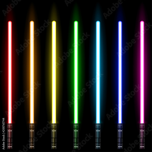 lightsaber, Light Swords Set. Colourful Lasers. Design Elements for Your Business Projects. Vector illustration.