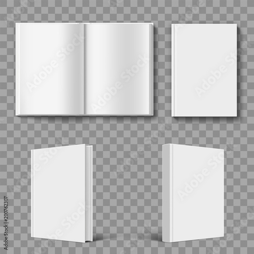 Set of blank book cover template.