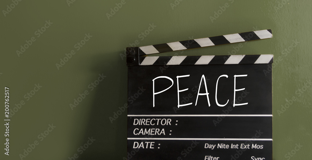 The title Peace on film Clapperboard