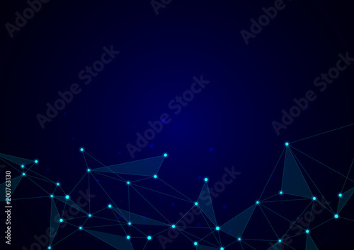 Abstract connection background with lines and dots vector. Geometric network connection