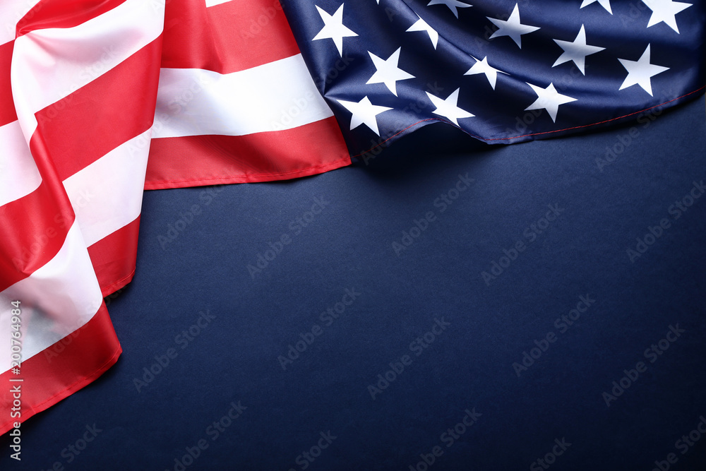 Fototapeta premium American flag on blue background