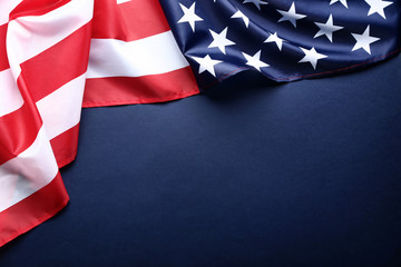 American flag on blue background