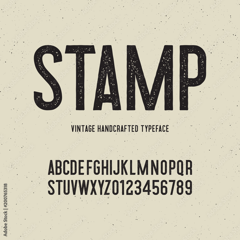 vintage handcrafted typeface with stamp effect. vector illustration