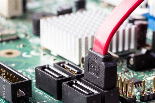 фотографія Serial ata connection cable in a pc