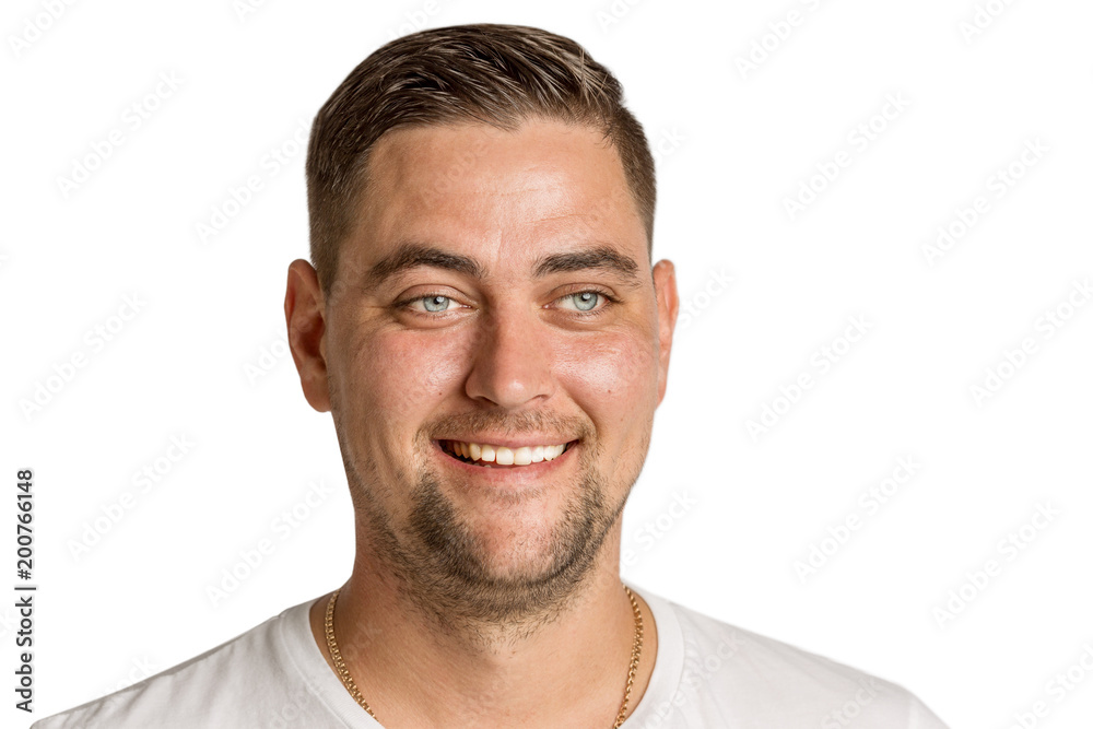 Cute young man laughing, isolated on white background Cute young man laughing, isolated on white background