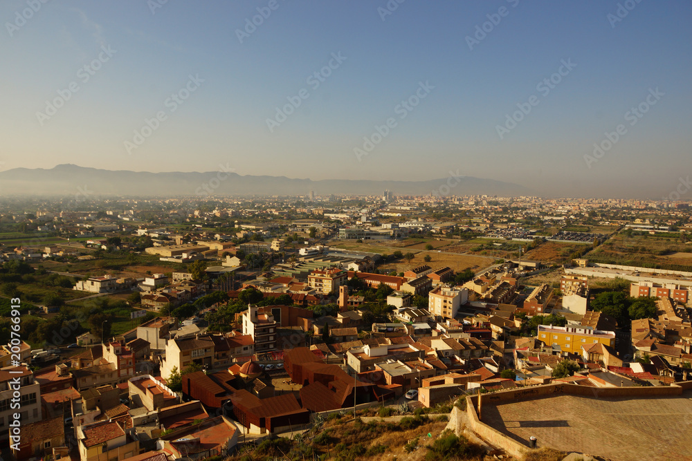 View from the mountain to the village in a small Spanish town