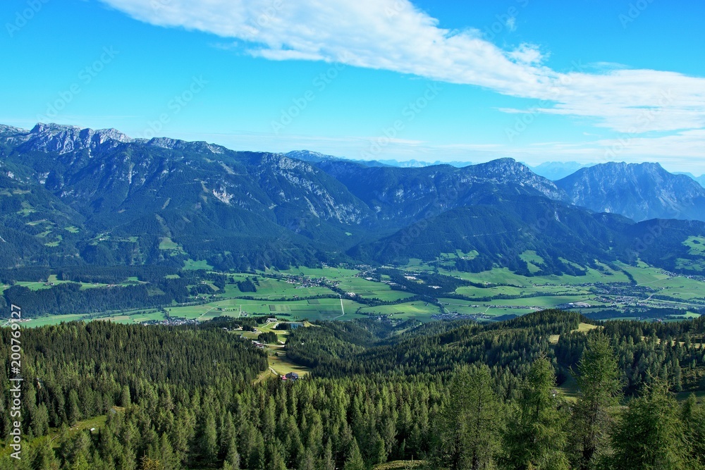 Austrian Alps-view on the massif Dachstein from Hauser Kaibling