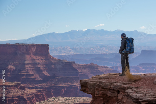 Hiker in Canyonlands National park in Utah, USA