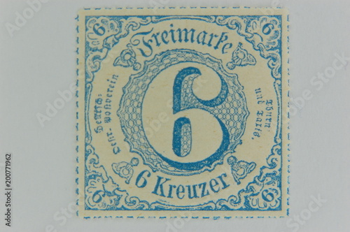 6 Kreuzer Briefmarke Altdeutschland 1866 photo