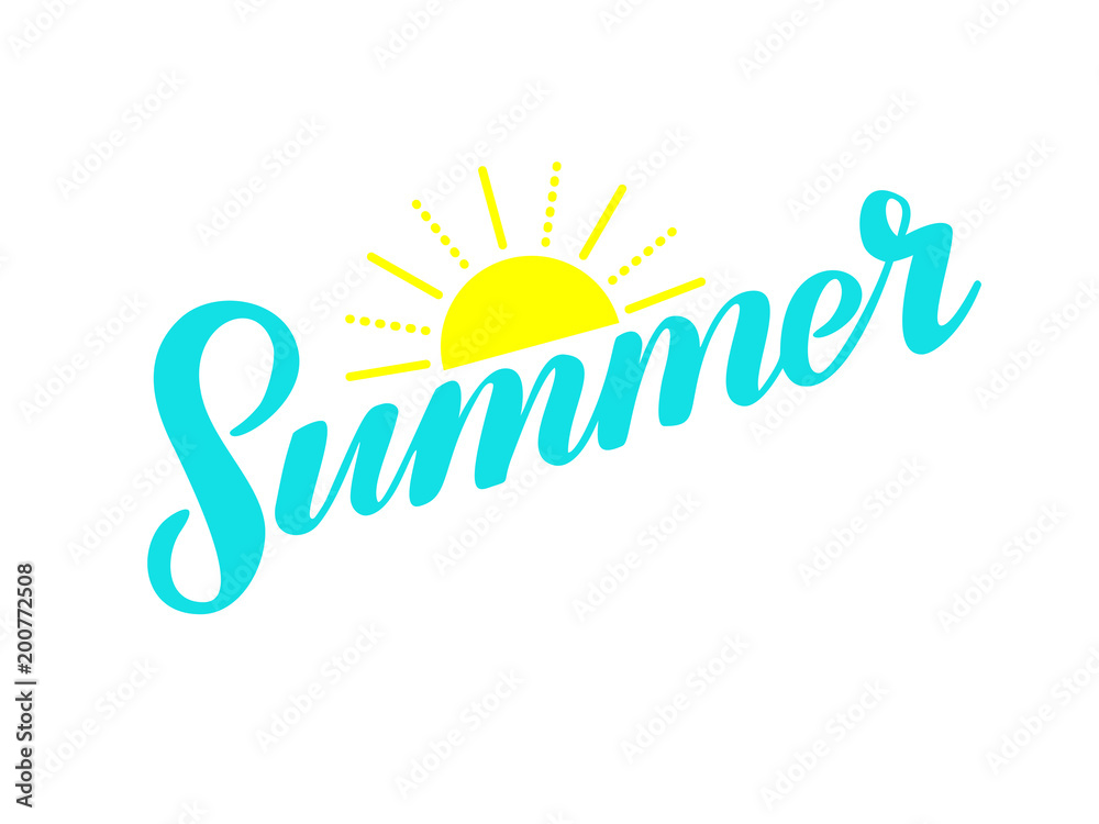 Obraz premium Hand Lettering Summer with Sun 
