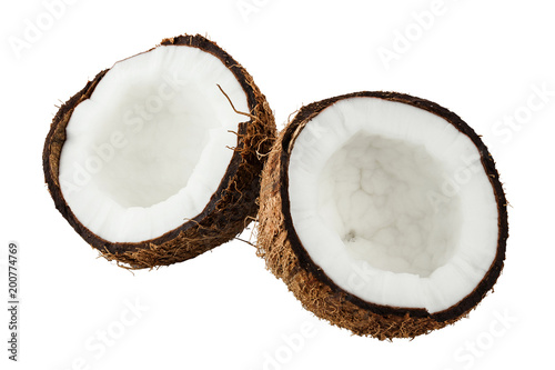 two halves coconut isolated