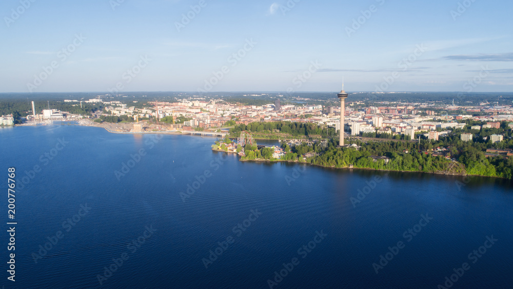 Top view of the Tampere city at  summer