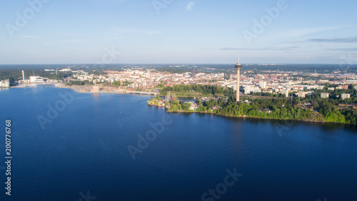 Top view of the Tampere city at summer