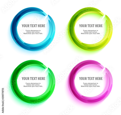 Set Label blank template Blurry gradient lines circle ring06