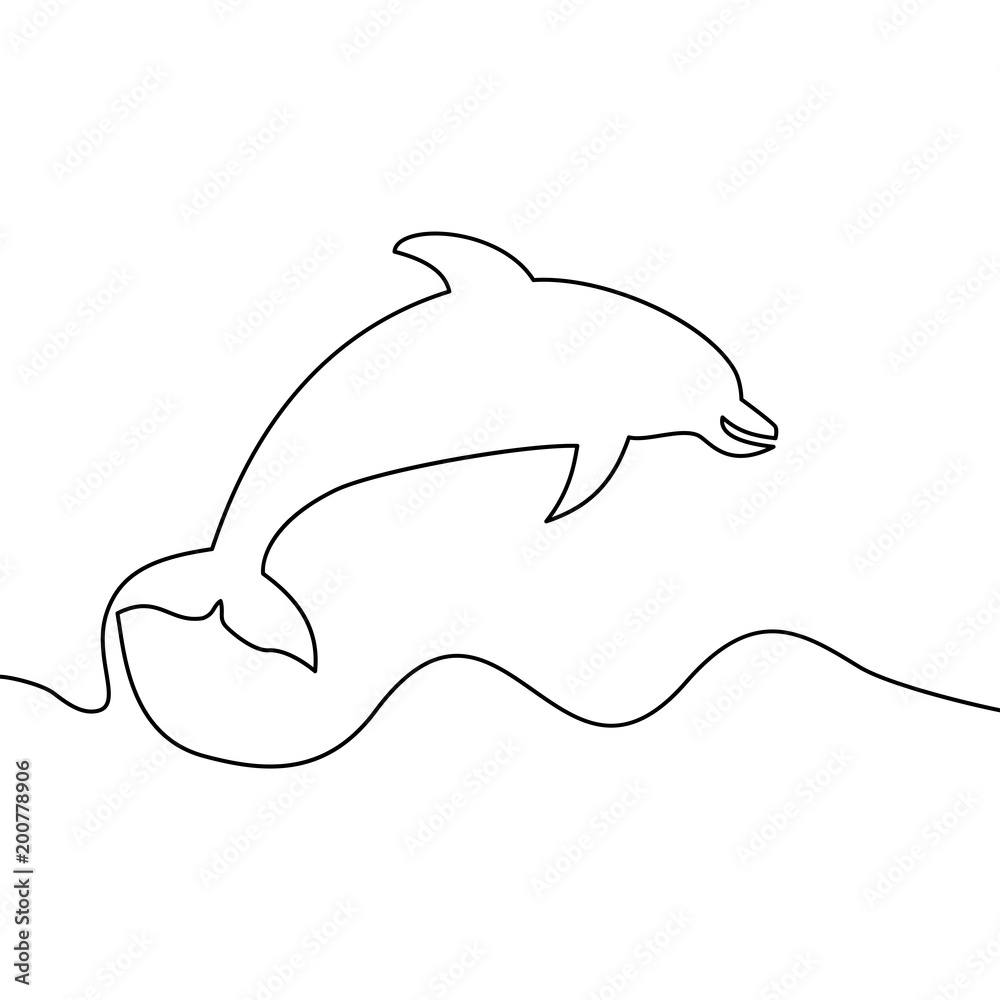 Line style dolphin vector continuous line Line style dolphin vector continuous line