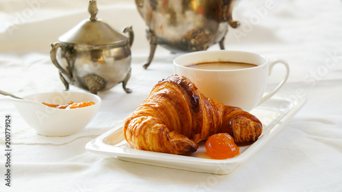 croissant - buttery, flaky, viennoiserie pastry, made of a layered yeast-leavened dough