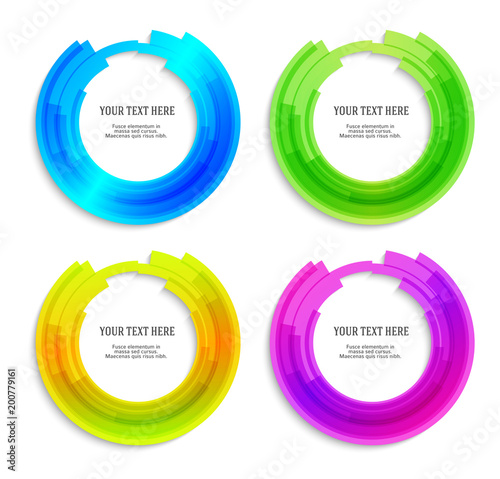 Set Label blank template Blurry gradient lines circle ring09
