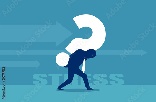 Vector of a business man carrying a big question mark