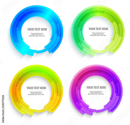 Set Label blank template Blurry gradient lines circle ring10