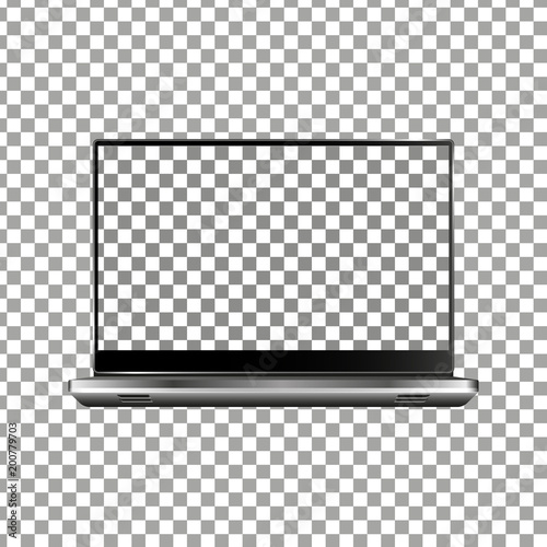 New laptop front and black vector drawing eps10 format isolated on transparent background