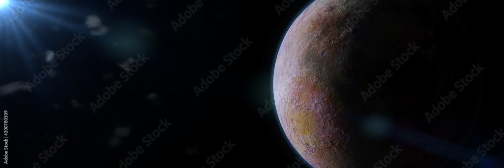 beautiful alien planet orbiting a distant star