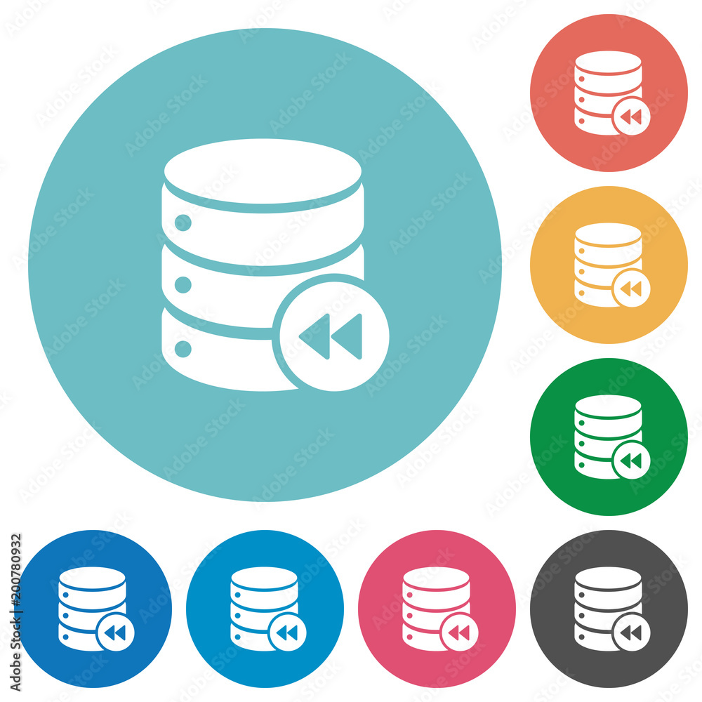 Database macro fast backward flat round icons Database macro fast backward flat round icons