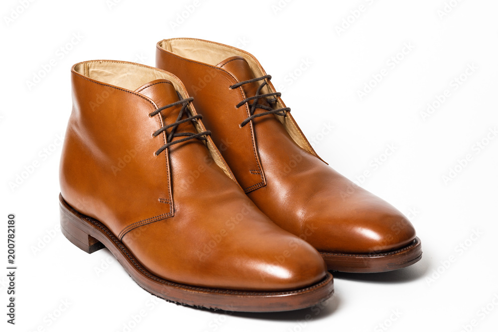 Men's classic brown leather shoes isolated on white background