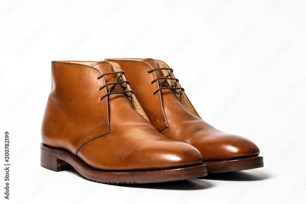 Classic brown Men's  shoes isolated on white background