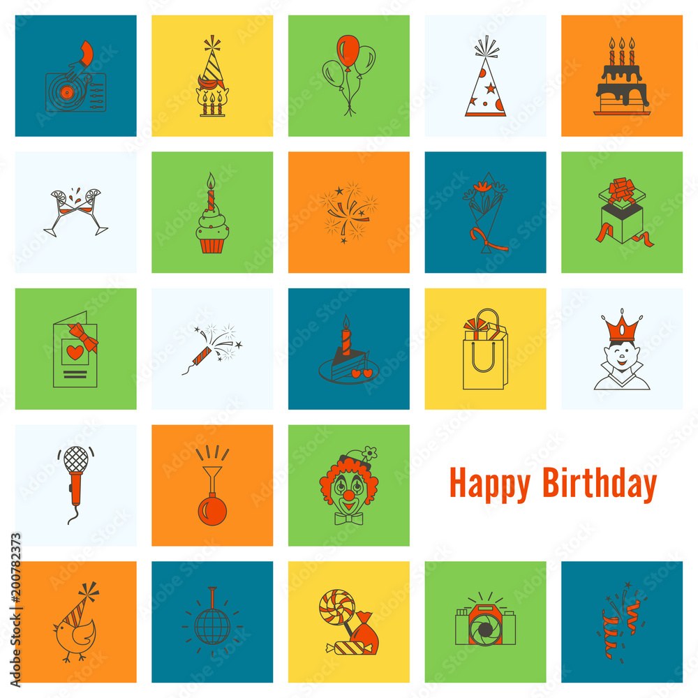 Happy Birthday Icons Set Happy Birthday Icons Set