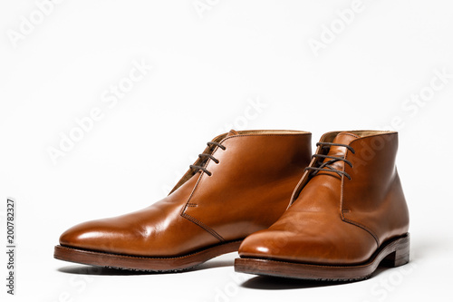 Classic brown Men's shoes isolated on white background