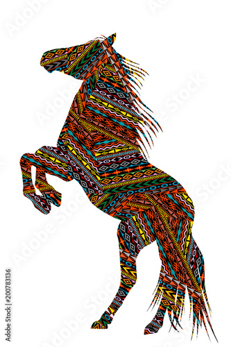 Ethnic motifs patterned  bucking horse