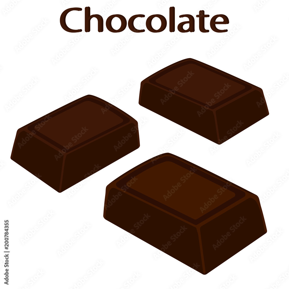 Chocolate bar closeup. Tiles of dark chocolate. Vector illustration. Chocolate bar closeup. Tiles of dark chocolate. Vector illustration.