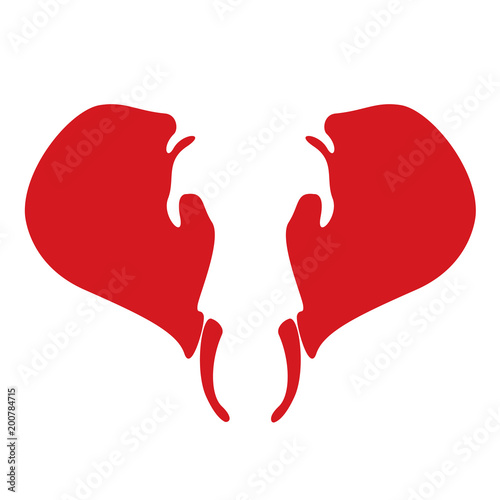 Poster to stop elephant and animal murder. Head of elephant in red color. Vector Illustration