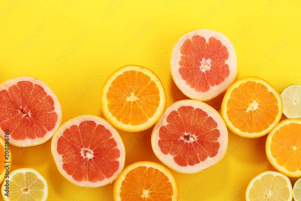 Citrus fruits with orange, lemon, grapefruit and lime Citrus fruits with orange, lemon, grapefruit and lime