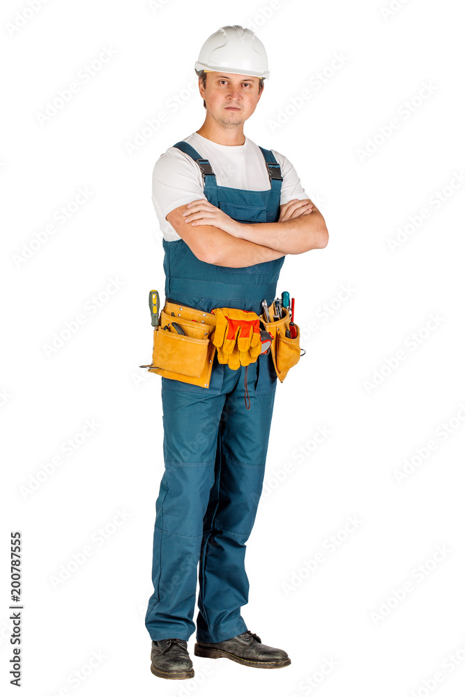 male builder or manual worker in helmet over white wall background. repair, construction, building, people and maintenance concept male builder or manual worker in helmet over white wall background. repair, construction, building, people and maintenance concept