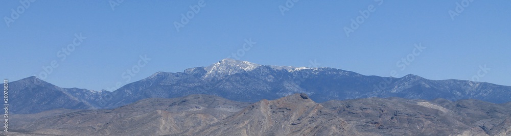 Spring snow in the desert mountains. Pahrump, Nevada