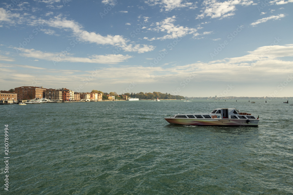 Water taxi commuting in Venice, Italy, 2016