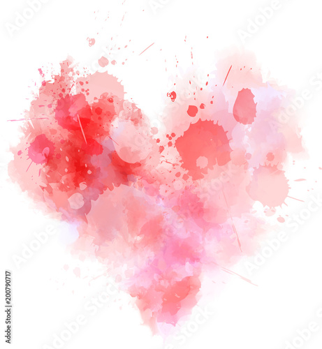Red abstract watercolor heart