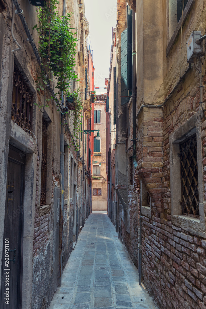 traditional narrow buildings of Venice