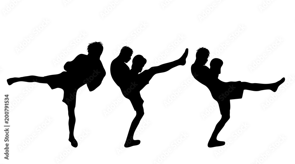 Vector silhouette of man who boxing on white background. Vector silhouette of man who boxing on white background.