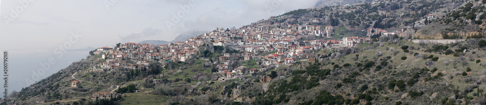 View of the city of Arachova, Greece