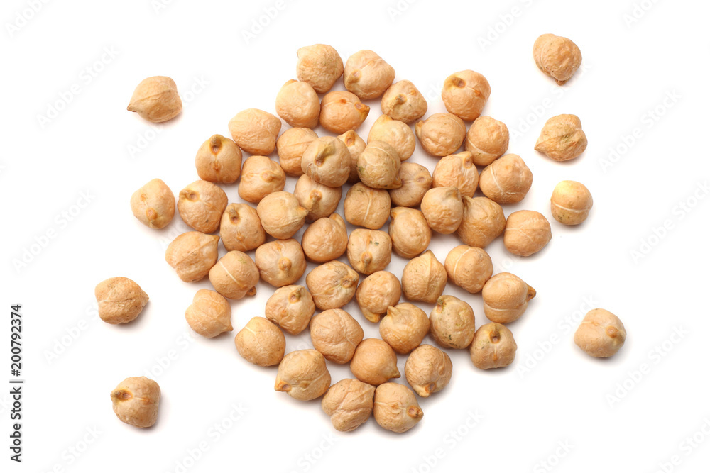 chickpeas isolated on white background. top view chickpeas isolated on white background. top view